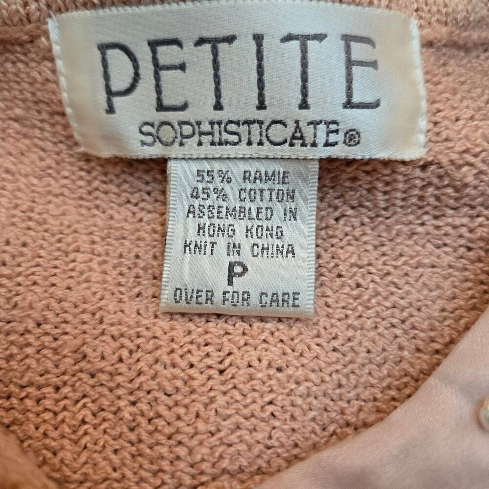 Vintage Petite Sophisticate Pink Beaded Cardigan S - Picture 4 of 11